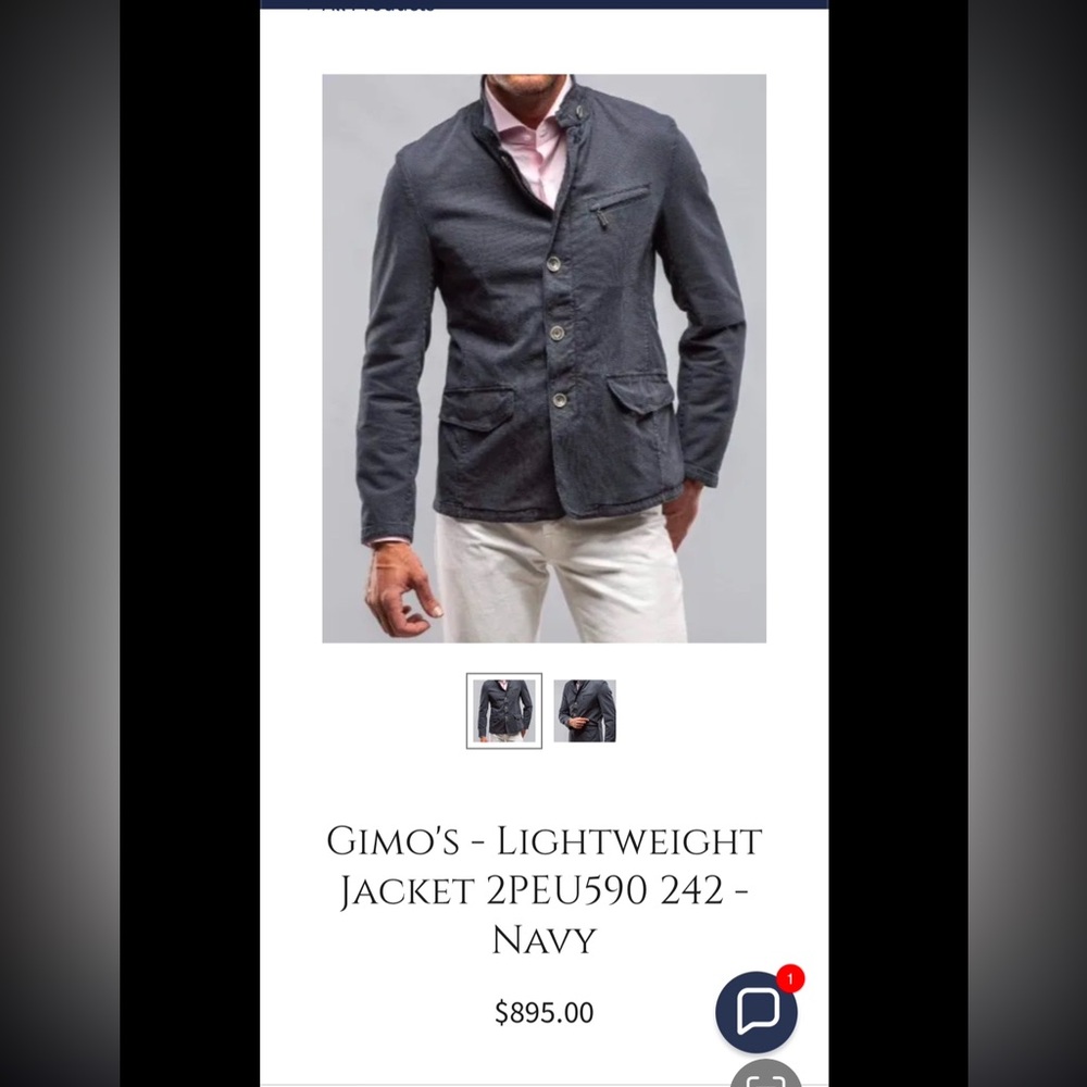 Gimo’s men’s lightweight jacket. Sz L